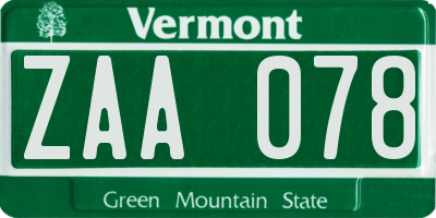 VT license plate ZAA078
