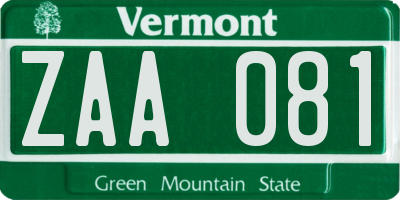 VT license plate ZAA081