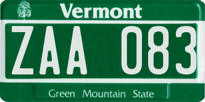 VT license plate ZAA083