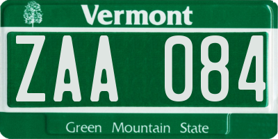 VT license plate ZAA084