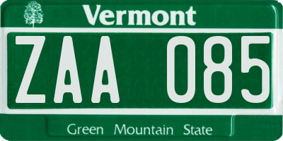 VT license plate ZAA085