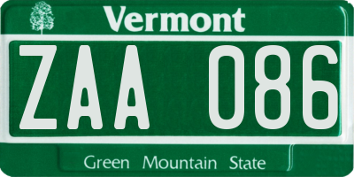 VT license plate ZAA086