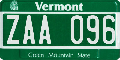 VT license plate ZAA096