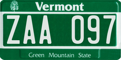 VT license plate ZAA097