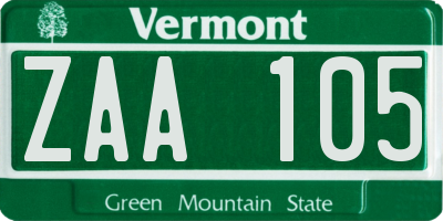 VT license plate ZAA105
