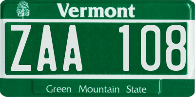 VT license plate ZAA108
