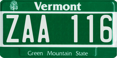 VT license plate ZAA116