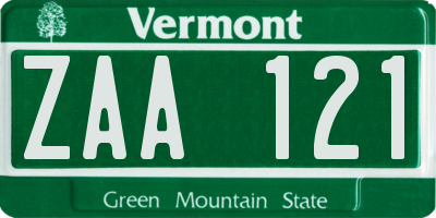 VT license plate ZAA121