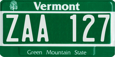 VT license plate ZAA127