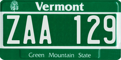 VT license plate ZAA129