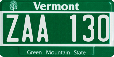 VT license plate ZAA130