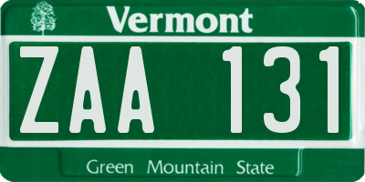 VT license plate ZAA131