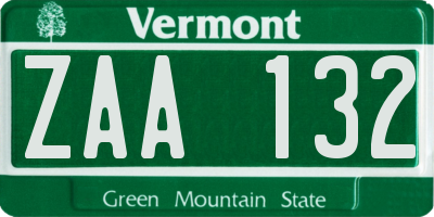 VT license plate ZAA132