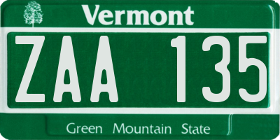 VT license plate ZAA135