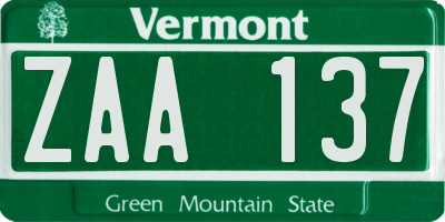 VT license plate ZAA137
