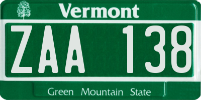 VT license plate ZAA138