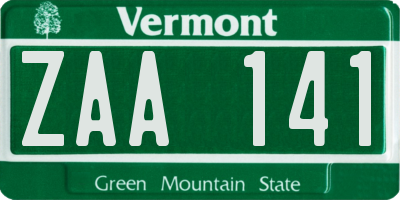 VT license plate ZAA141