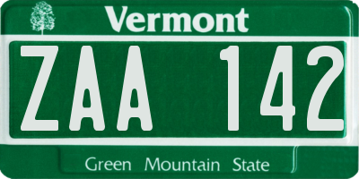 VT license plate ZAA142
