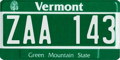 VT license plate ZAA143