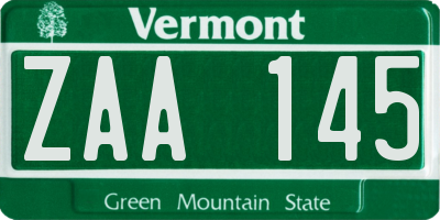VT license plate ZAA145