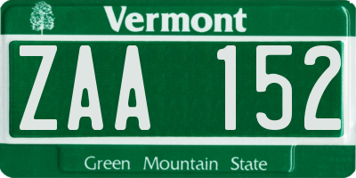VT license plate ZAA152