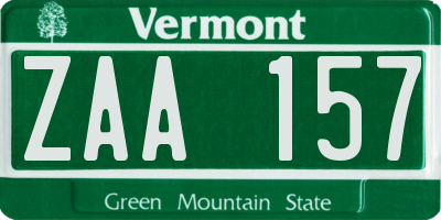 VT license plate ZAA157