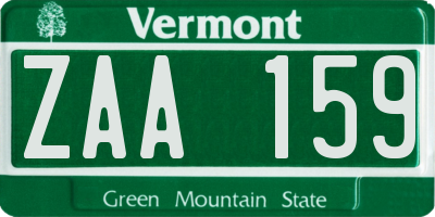 VT license plate ZAA159