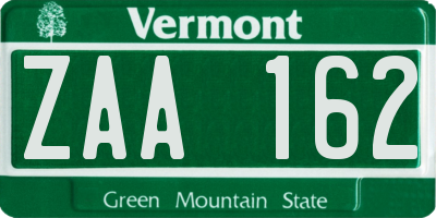 VT license plate ZAA162