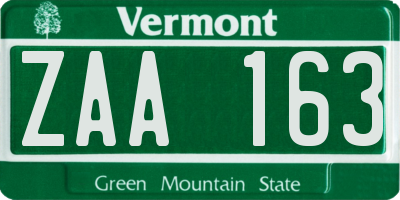 VT license plate ZAA163