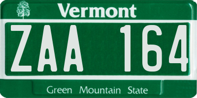 VT license plate ZAA164