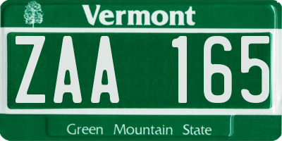 VT license plate ZAA165