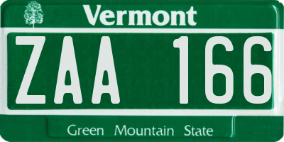 VT license plate ZAA166