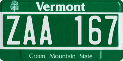 VT license plate ZAA167