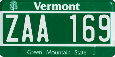 VT license plate ZAA169
