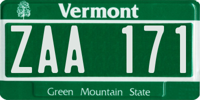 VT license plate ZAA171
