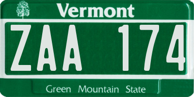VT license plate ZAA174