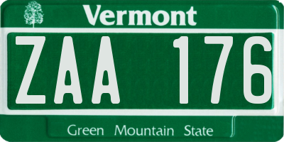 VT license plate ZAA176