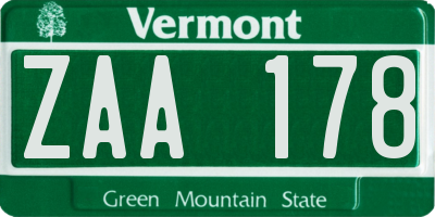 VT license plate ZAA178