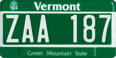 VT license plate ZAA187