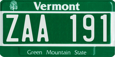 VT license plate ZAA191