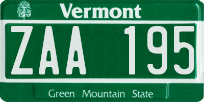 VT license plate ZAA195