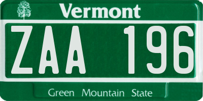 VT license plate ZAA196