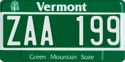 VT license plate ZAA199