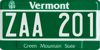 VT license plate ZAA201