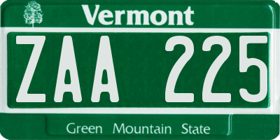 VT license plate ZAA225
