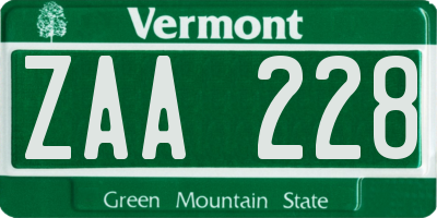 VT license plate ZAA228
