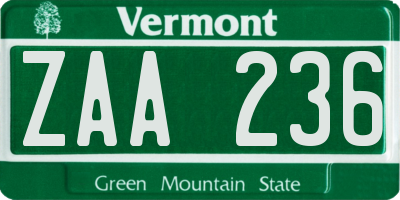 VT license plate ZAA236