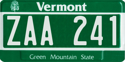 VT license plate ZAA241