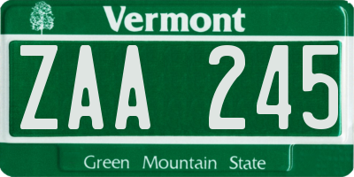 VT license plate ZAA245