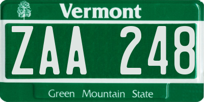 VT license plate ZAA248